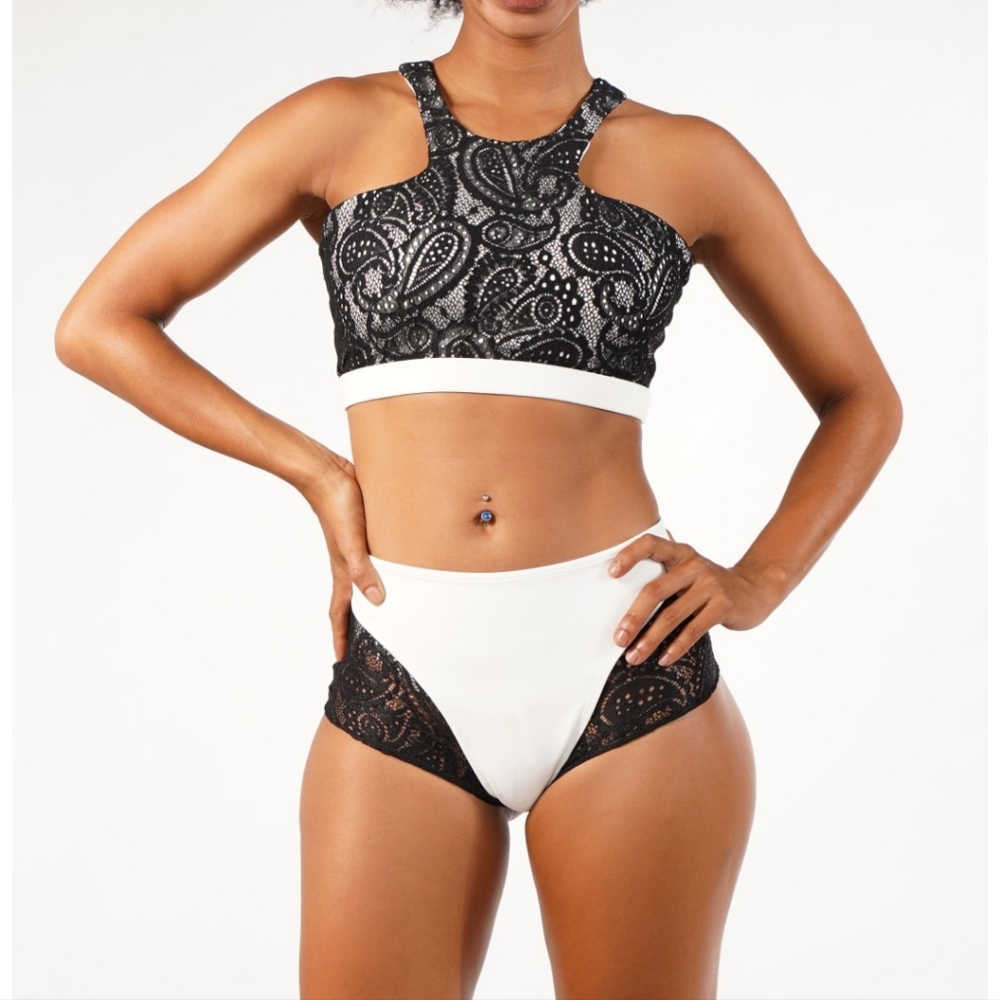 Off the pole white black lace cheeky shorts Bottoms lingerie dance small